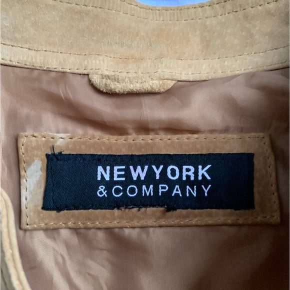 Suede lined beige tan moto jacket, women's, zipper closure, NY & Co | large - Picture 6 of 9